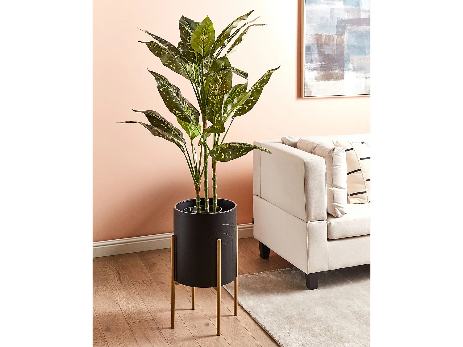 Vaso alto para plantas SEROTINA Metal 32 cm Preto