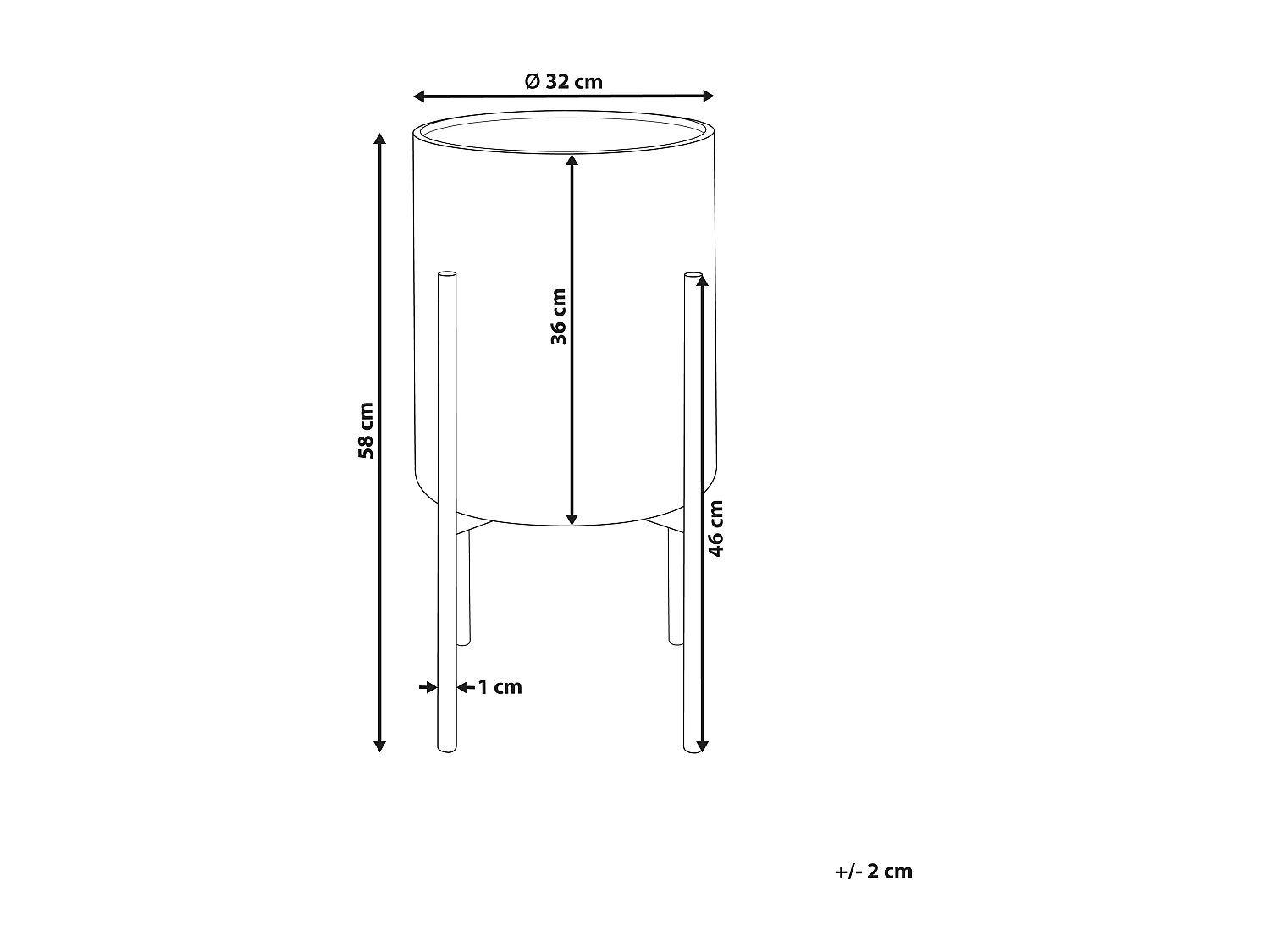 Vaso alto para plantas SEROTINA Metal 32 cm Preto