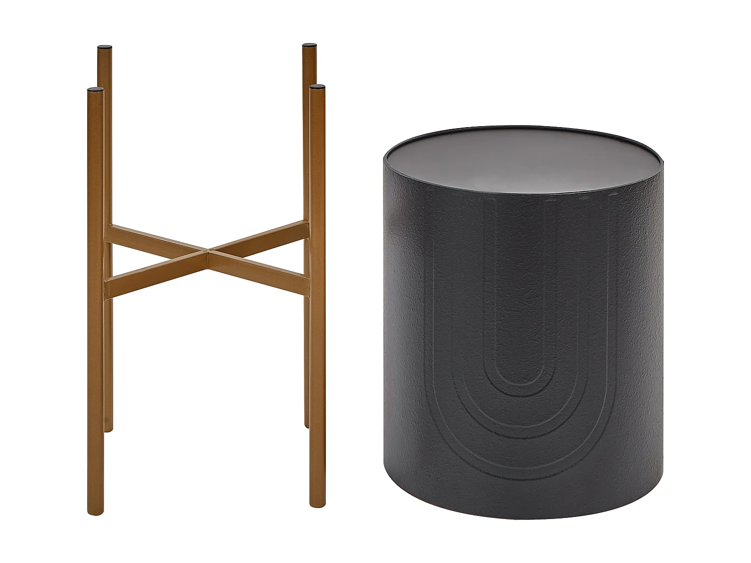 Pflanzenständer Metall schwarz rund 32x32x58 cm für Innen modern Serotina