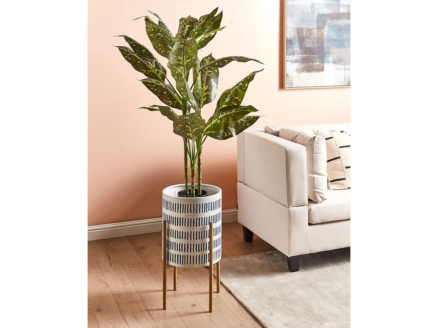 Cache-pot sur pied NEMOROSA Métal 31 cm Blanc