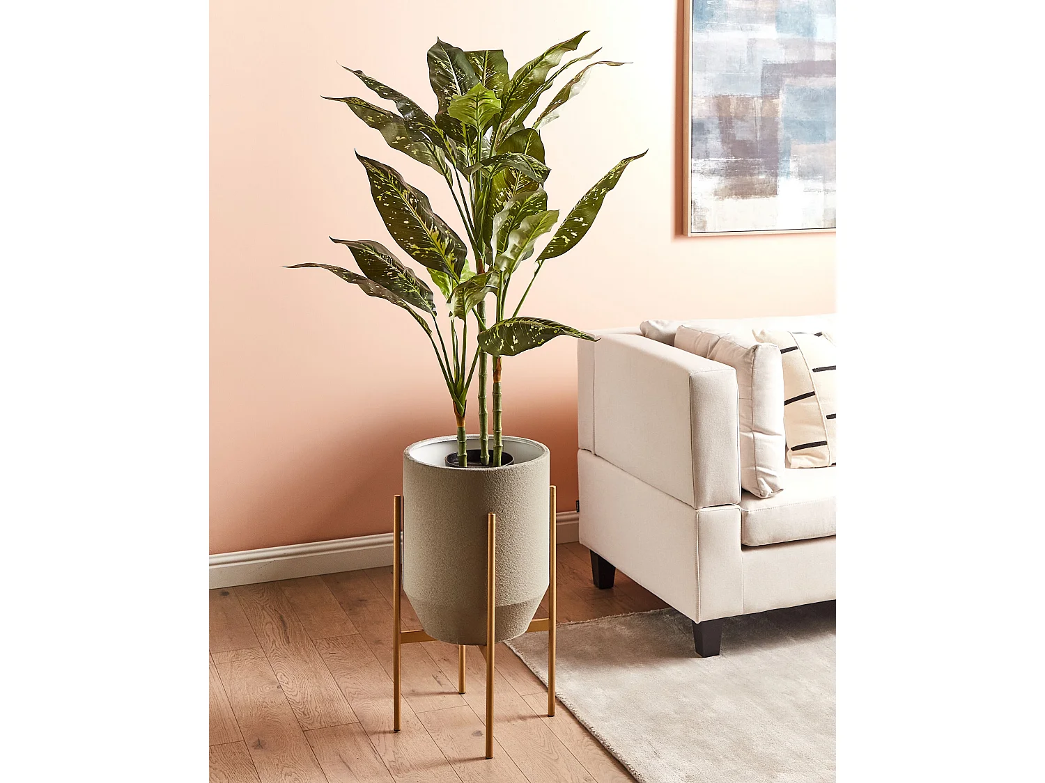 Cache-pot sur pied HYBRIDUM Métal 33 cm Gris