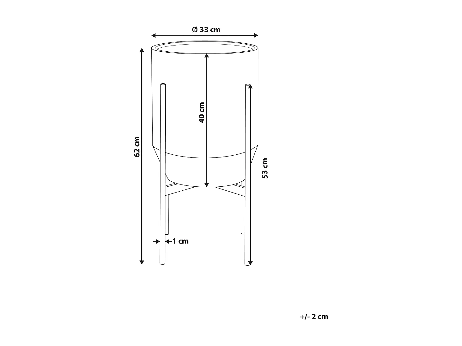 Cache-pot sur pied HYBRIDUM Métal 33 cm Gris