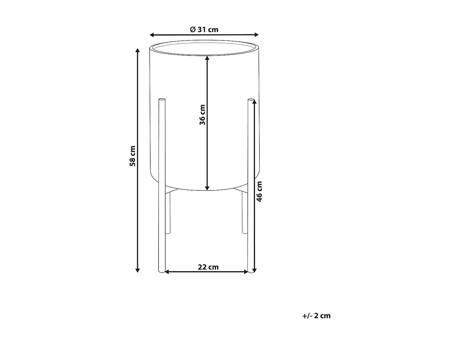 Vaso per piante rialzato ALPINUS Metallo 31 cm Tortora