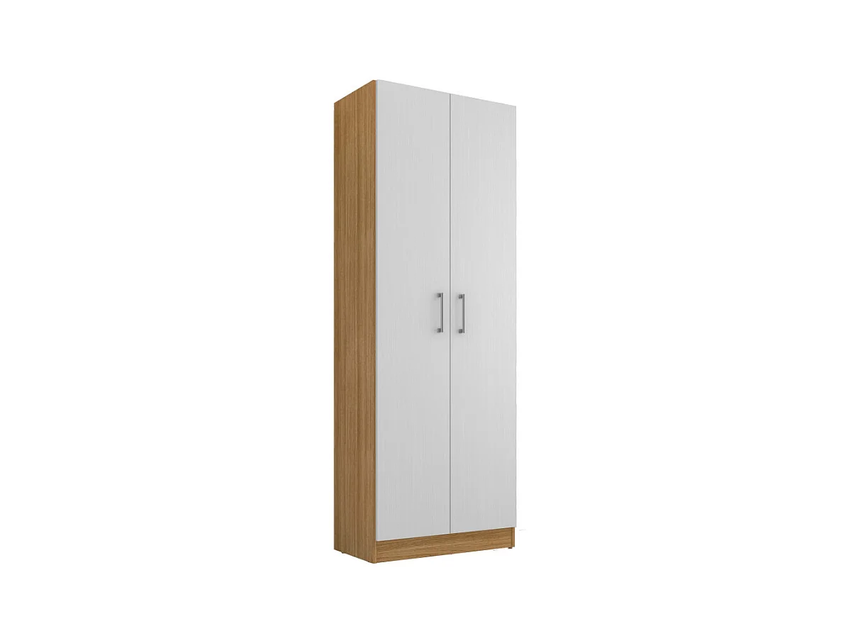 Armoire 2 Portes Chêne et Blanc 5 Niches L 61 H 170.6 P 35.3 cm