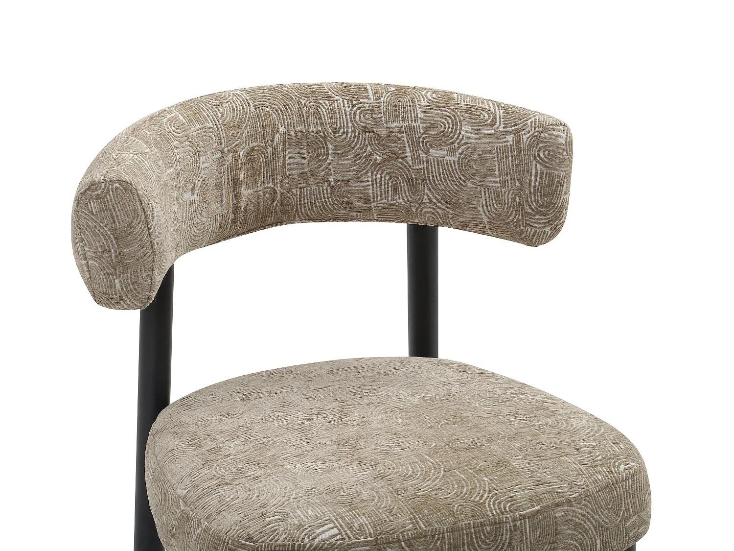 Lot de 2 chaises en tissu texturé et métal noir - Beige et blanc - SELORIN