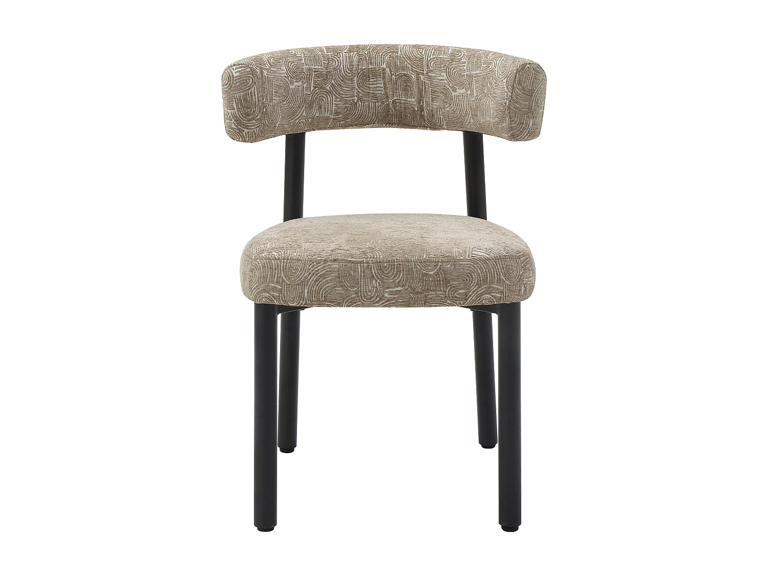 Lot de 2 chaises en tissu texturé et métal noir - Beige et blanc - SELORIN