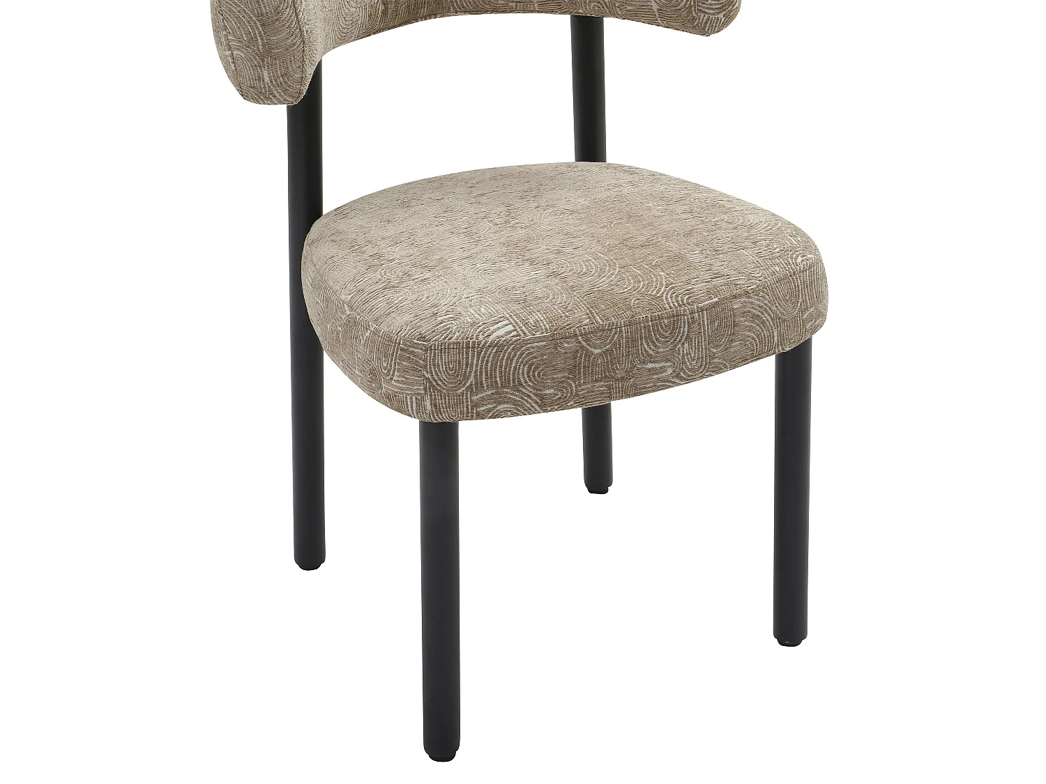 Lot de 2 chaises en tissu texturé et métal noir - Beige et blanc - SELORIN