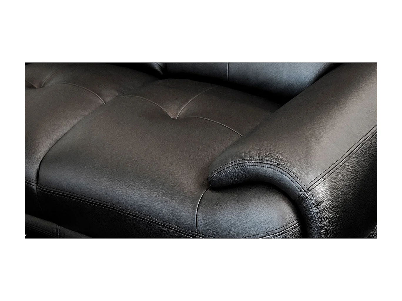 Canapé cuir 3 places ANGIE Noir - Angle Droit