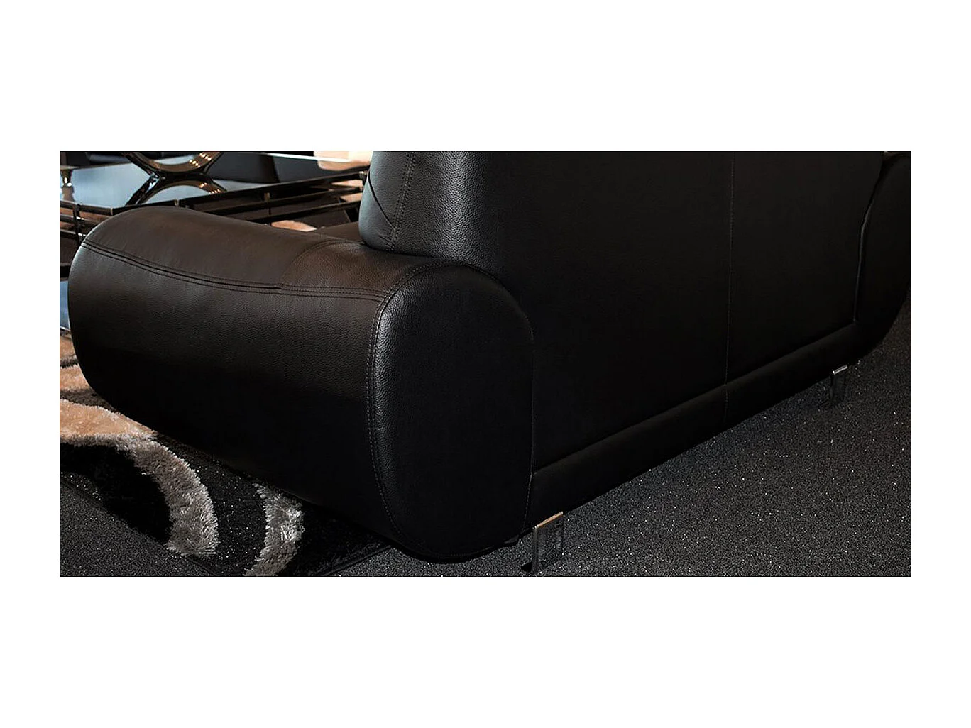 Canapé cuir 3 places ANGIE Noir - Angle Droit