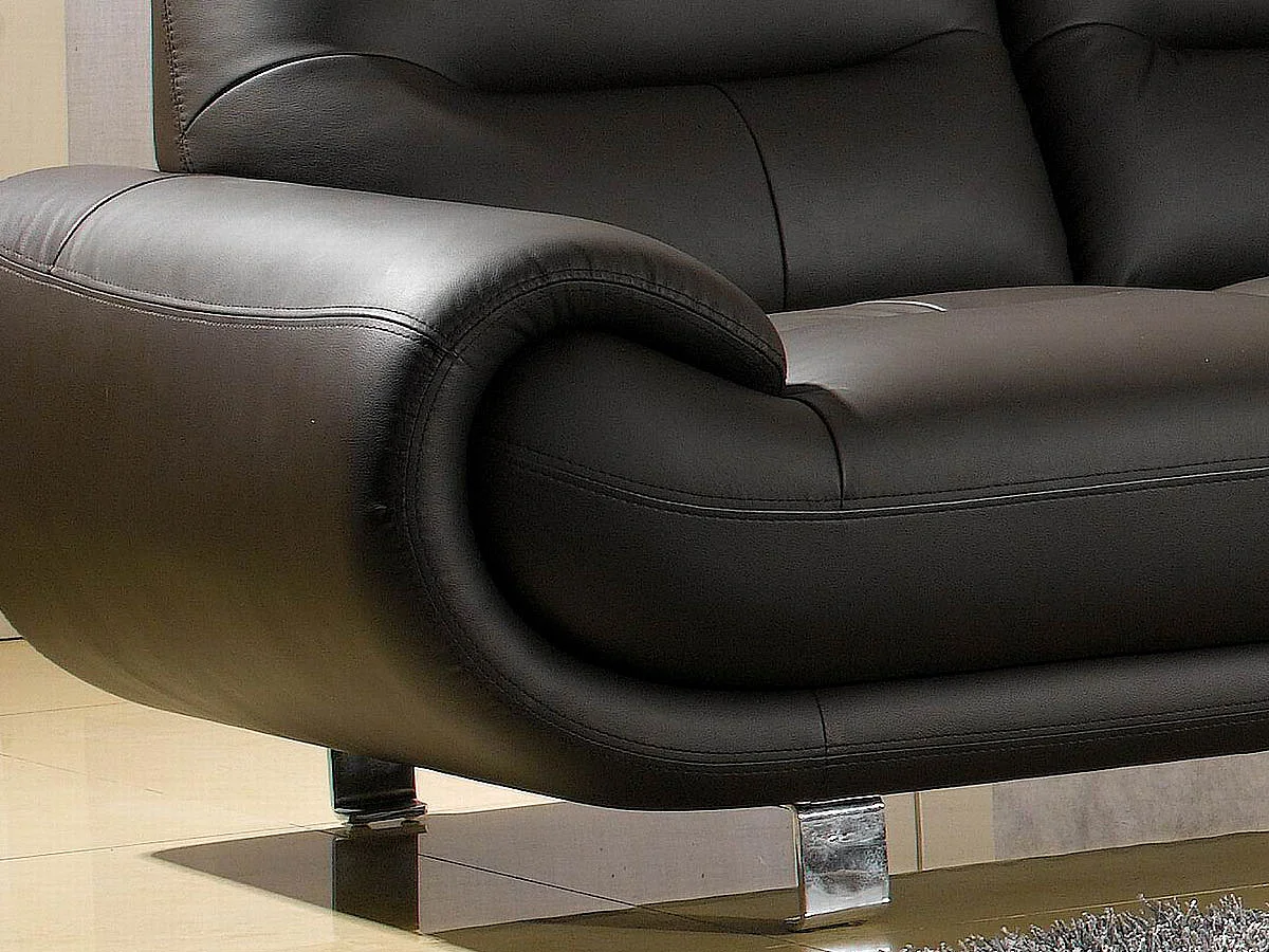 Canapé cuir 3 places ANGIE Marron - Angle Droit