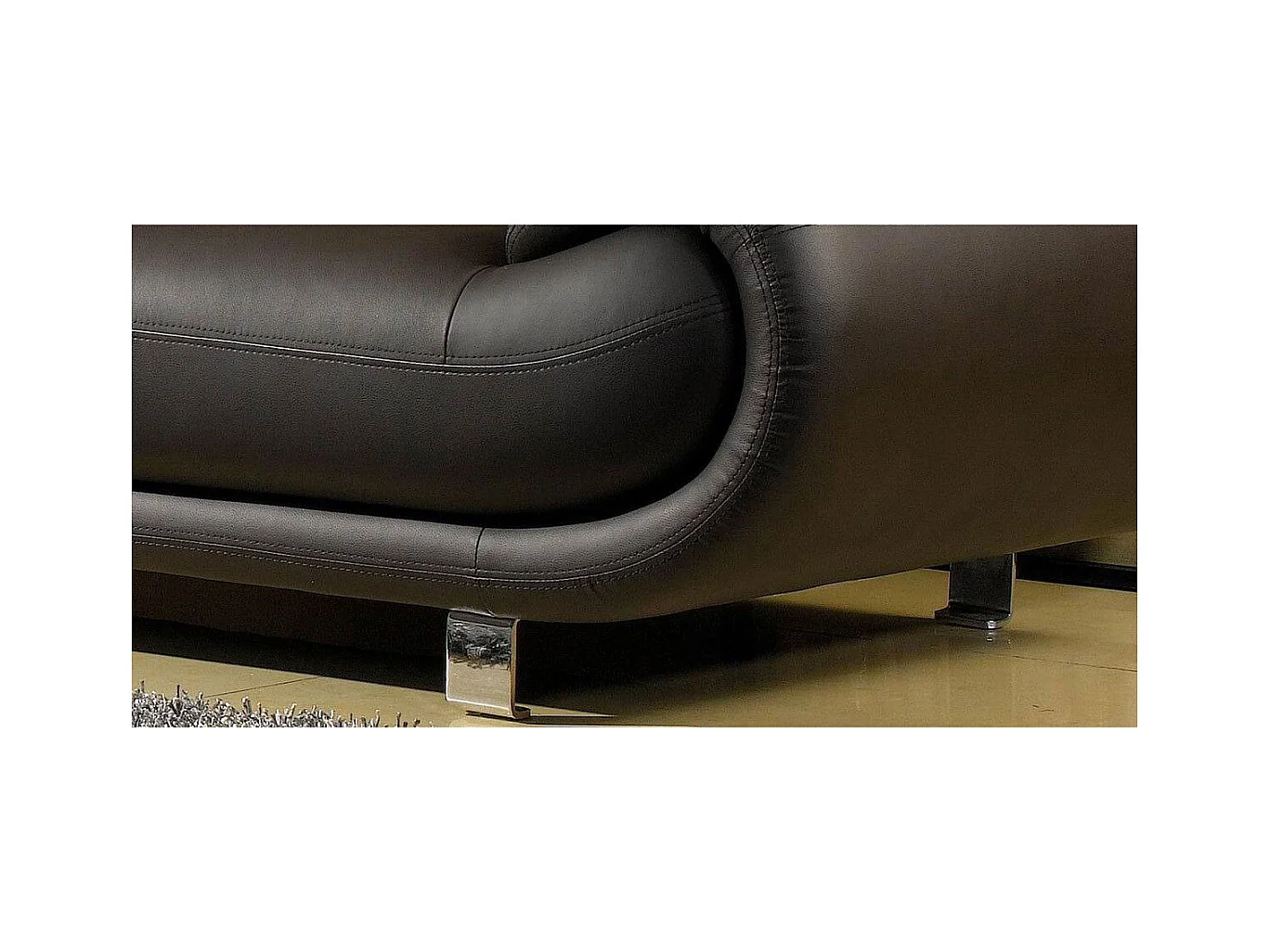 Canapé cuir 3 places ANGIE Marron - Angle Droit