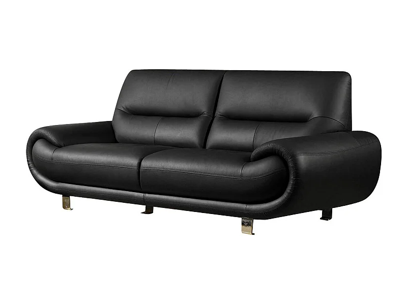 Canapé cuir 3 places ANGIE Noir - Angle Droit