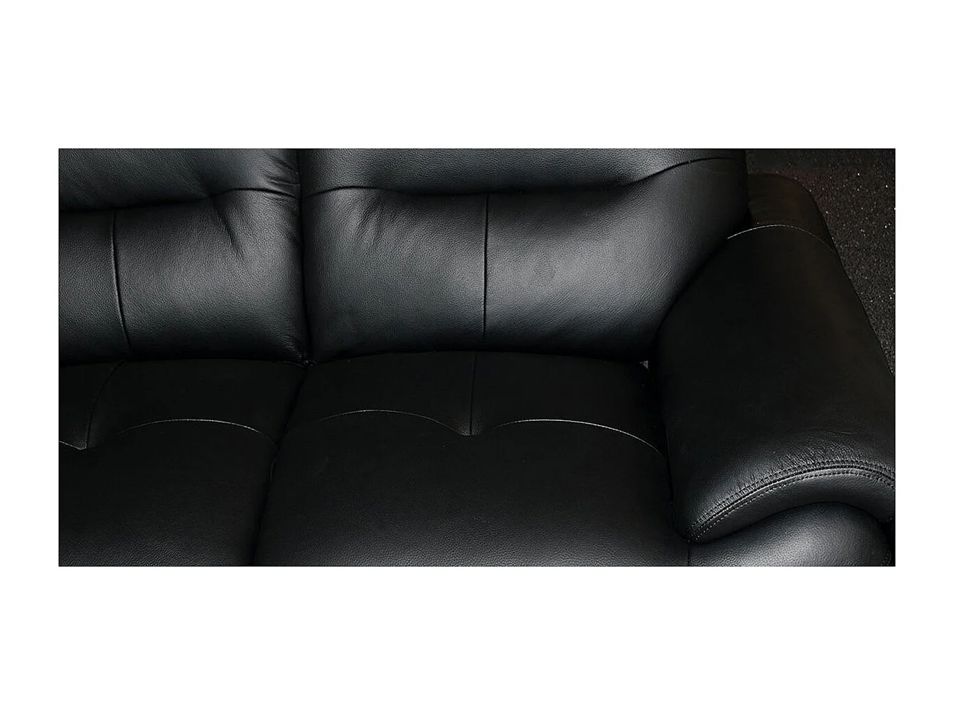 Canapé cuir 3 places ANGIE Noir - Angle Droit