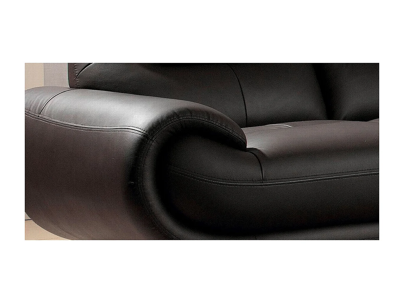 Canapé cuir 3 places ANGIE Noir - Angle Droit