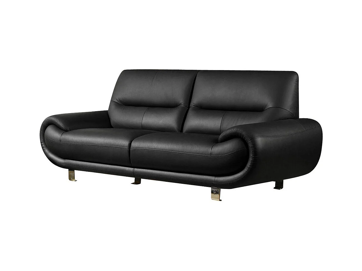 Canapé cuir 3 places ANGIE Noir - Angle Droit
