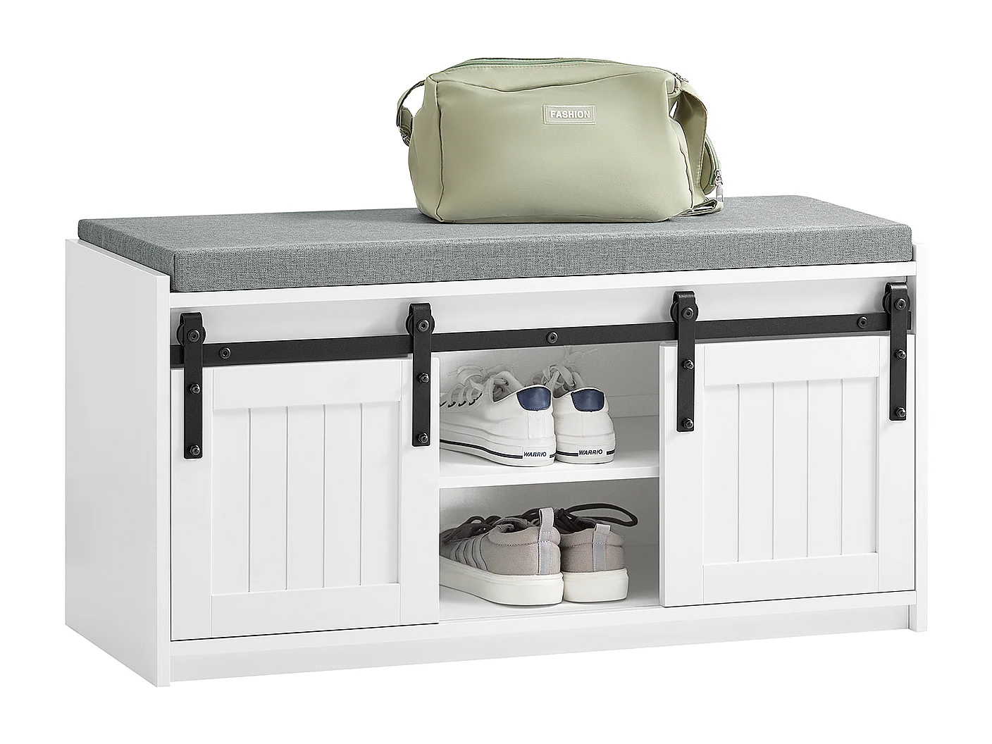 SoBuy FSR133-K-W Étagère à Chaussures, Meuble à Chaussures, Porte-Chaussures avec 2 Portes, Meuble d'entrée, Coffre Rangement