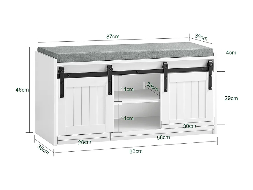 SoBuy FSR133-K-W Étagère à Chaussures, Meuble à Chaussures, Porte-Chaussures avec 2 Portes, Meuble d'entrée, Coffre Rangement