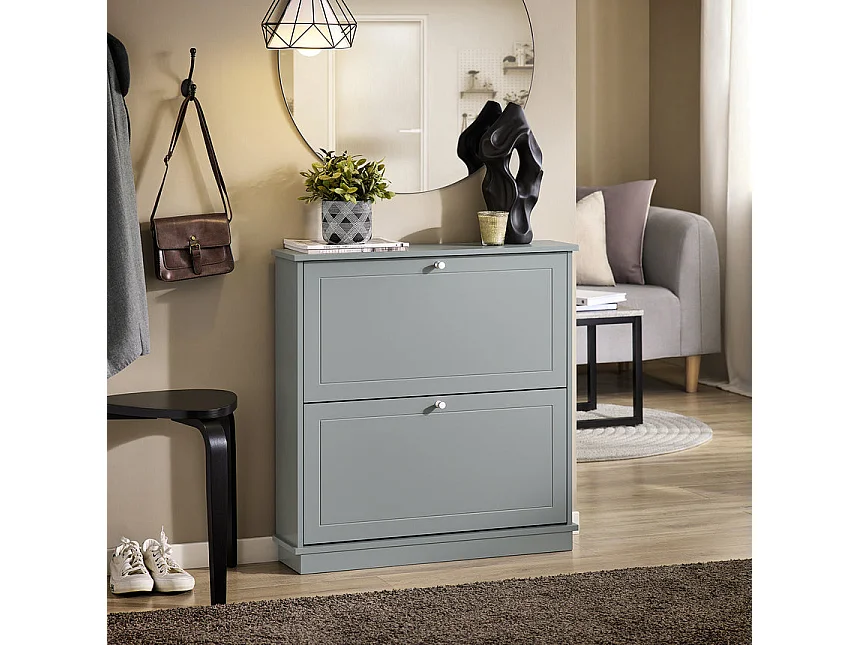 SoBuy FSR99-HG Meuble de Rangement à Chaussures, Armoire à Chaussures, Commode à Chaussures avec 2 abattants, Meuble d'entrée