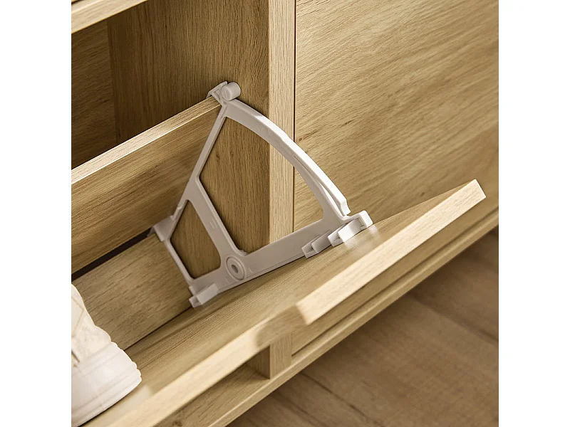 SoBuy FSR100-N Meuble Chaussure, Meuble d'Entrée, Armoire à Chaussures, Meuble de Rangement, Commode à 4 Abattants, Coffre Rangement | Prévente