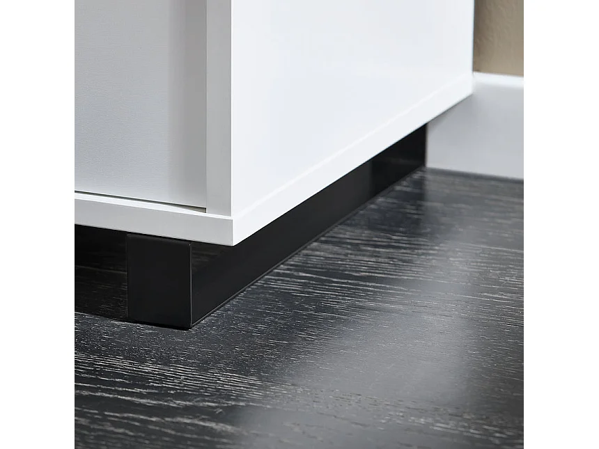 SoBuy FSR176-W Banc de Rangement, Banc à Chaussures, avec 1 Coussin Rembourré, 2 Tiroirs et 2 Portes pour Entrée