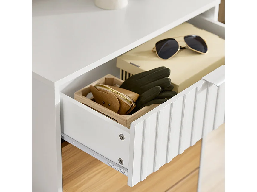 SoBuy FSR174-WN Meuble Chaussure, Rangement Chaussure, Meuble d'Entrée, Commode à Chaussures avec 2 Abattants et 1 Tiroir