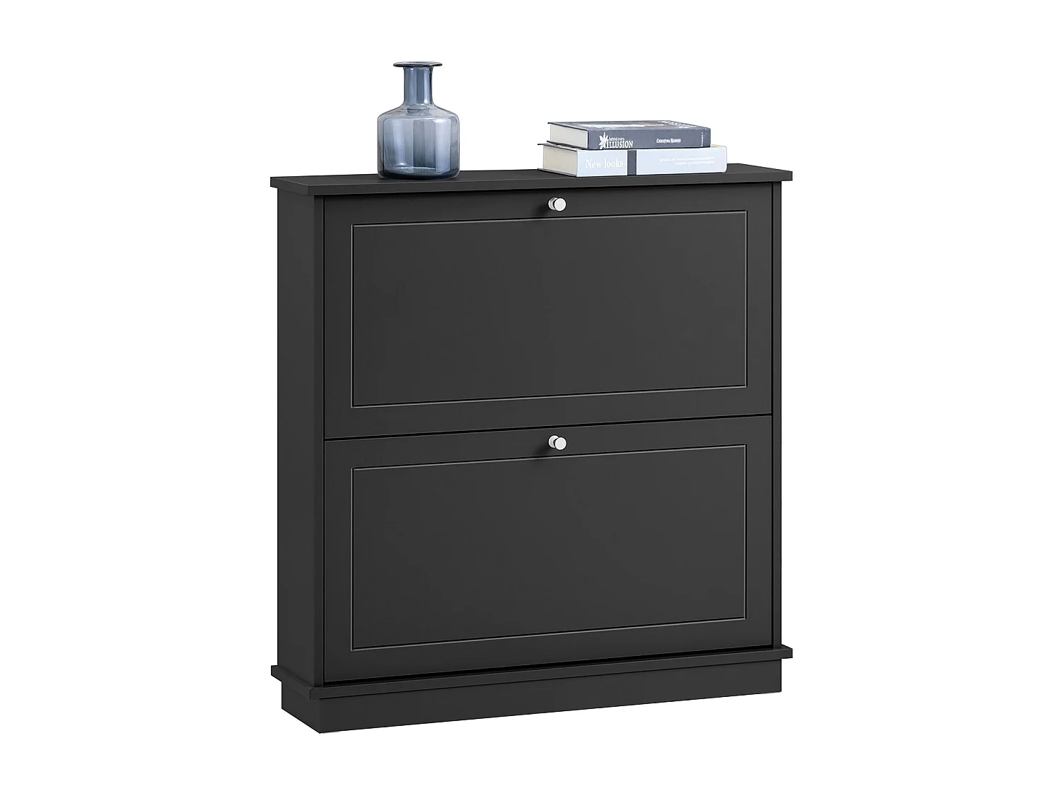 SoBuy Schoenenopberger, schoenenkast, schoenenkist met 2 kleppen, gangeenheid, schoenenopbergkist – grijs, 76x18x79cm, FSR99-SCH