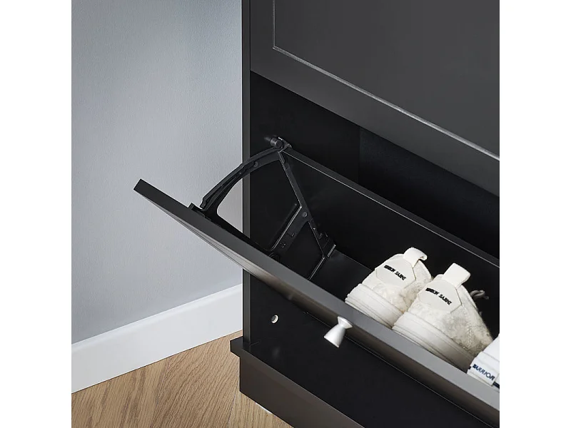 SoBuy Schoenenopberger, schoenenkast, schoenenkist met 2 kleppen, gangeenheid, schoenenopbergkist – grijs, 76x18x79cm, FSR99-SCH