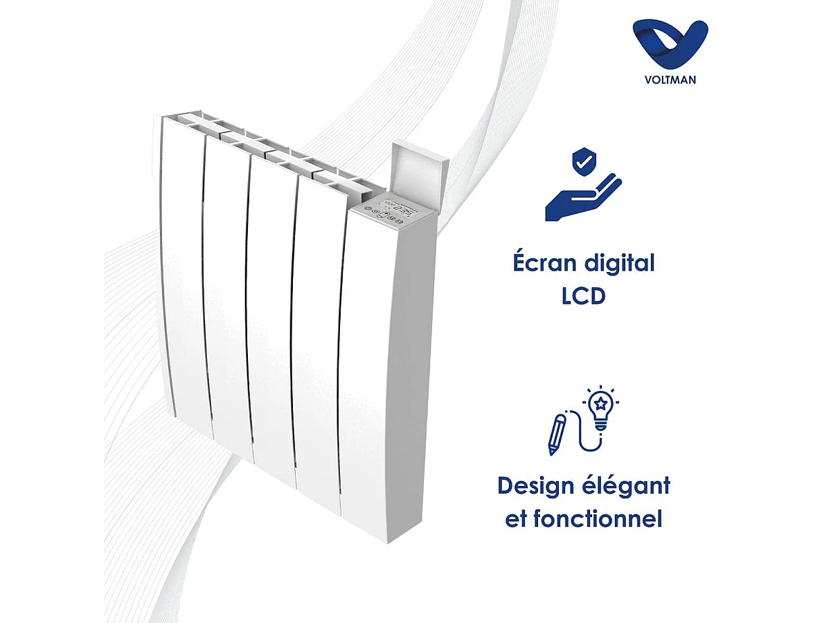 Chauffage électrique céramique inertie sèche 1000W - Blanc - Voltman