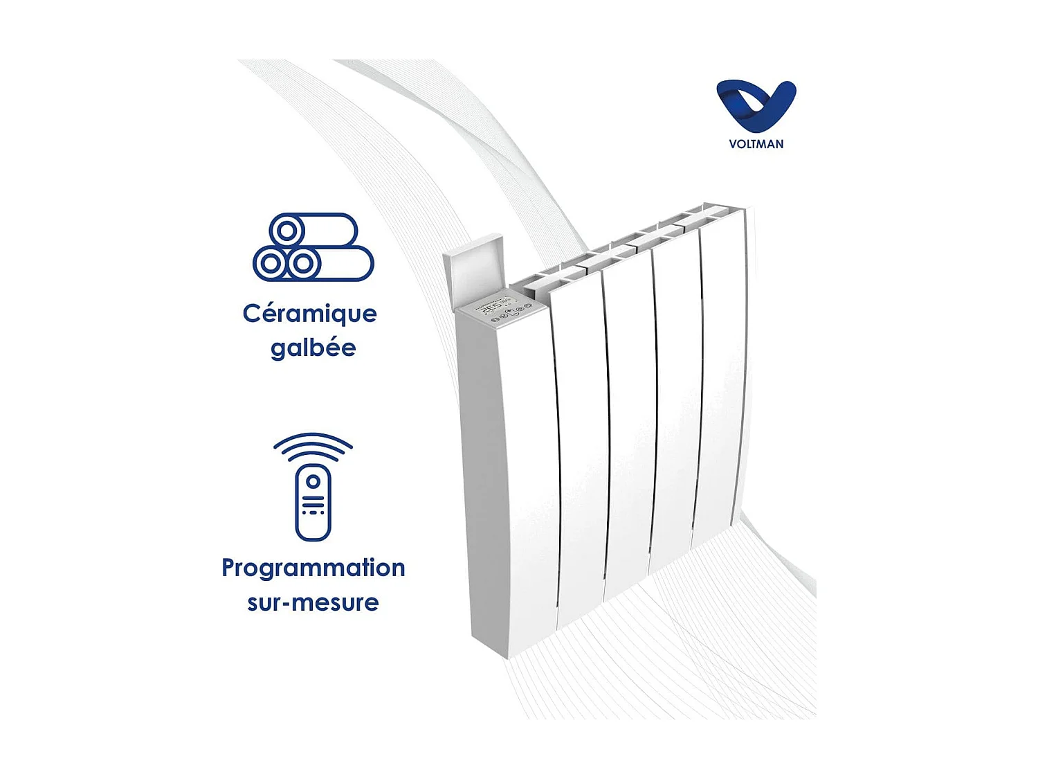 Chauffage électrique céramique inertie sèche 1000W - Blanc - Voltman