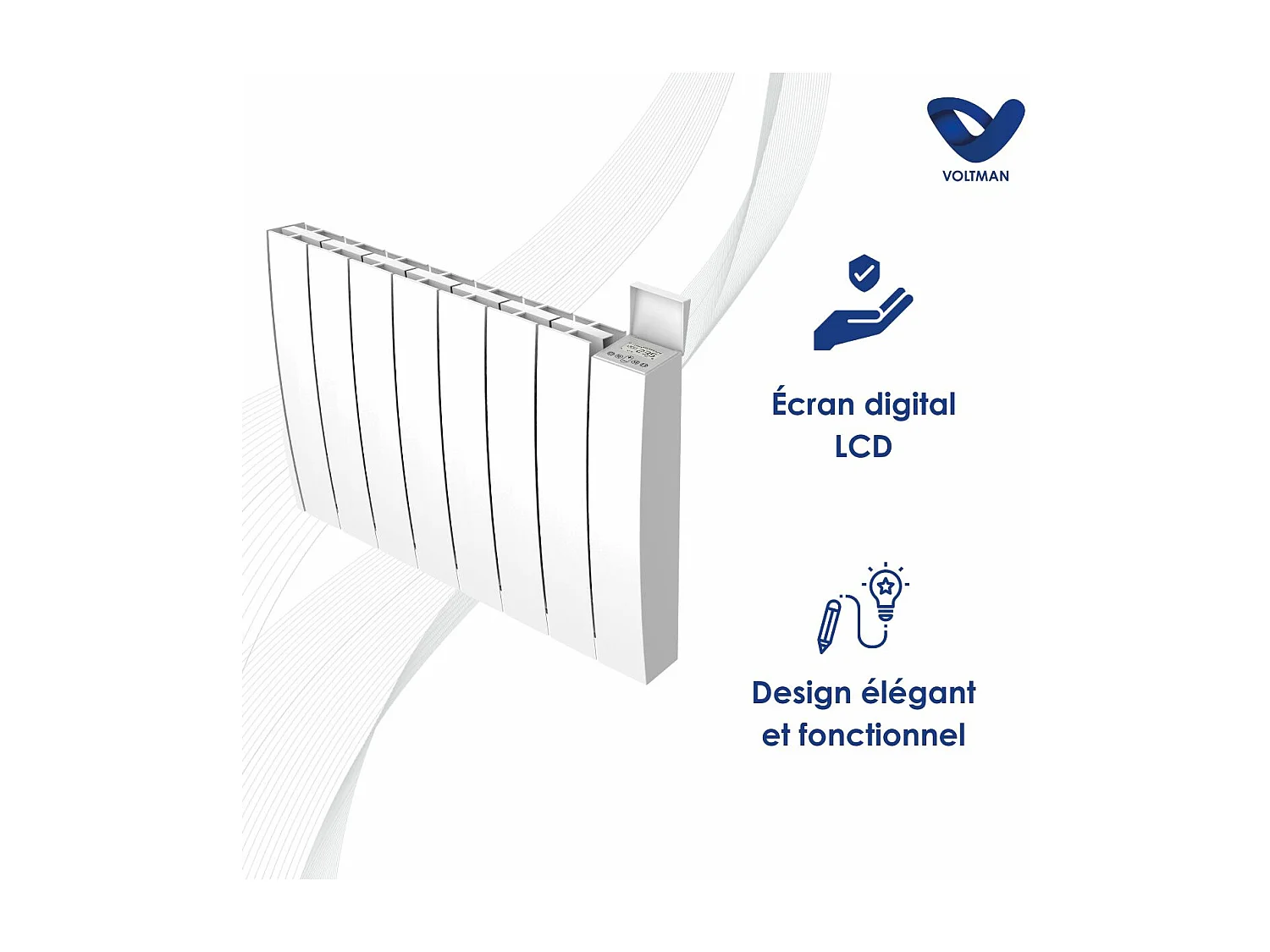 Chauffage électrique céramique inertie sèche 2000W - Blanc - Voltman