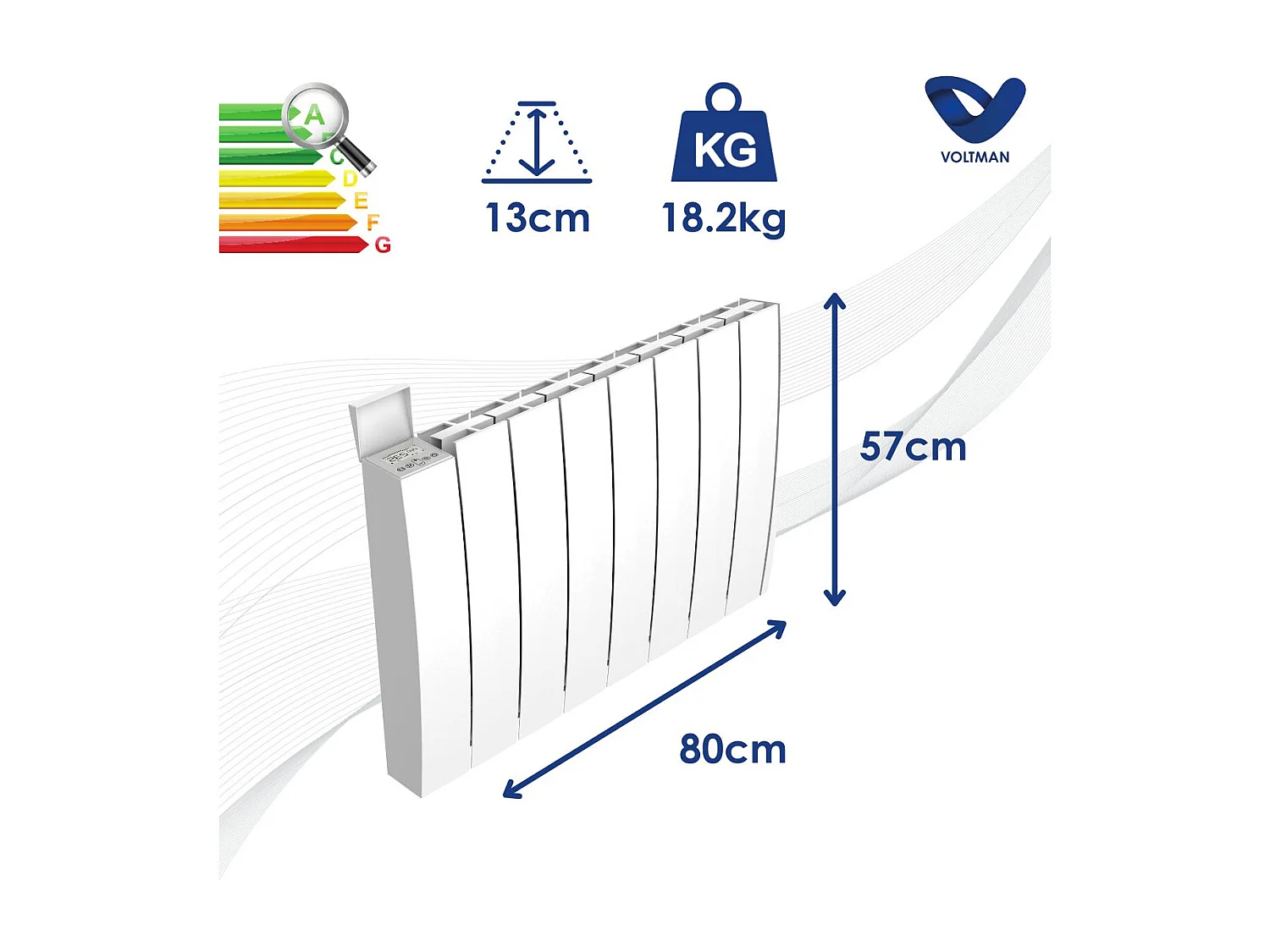 Chauffage électrique céramique inertie sèche 2000W - Blanc - Voltman