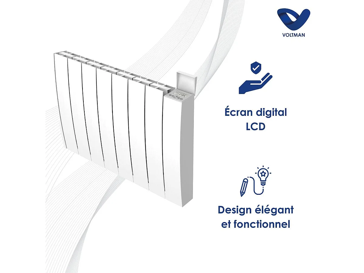 Chauffage électrique céramique inertie sèche 1500W - Blanc - Voltman