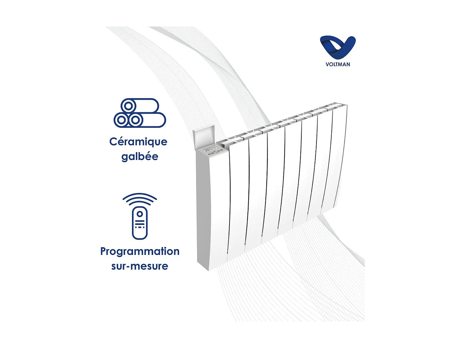 Chauffage électrique céramique inertie sèche 1500W - Blanc - Voltman