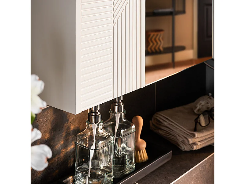 SoBuy Armadietto pensile per Bagno con specchio Mobiletto Bagno Pensile Mobilletto Bagno Parete Bianco 60x15x46cm BZR153-W