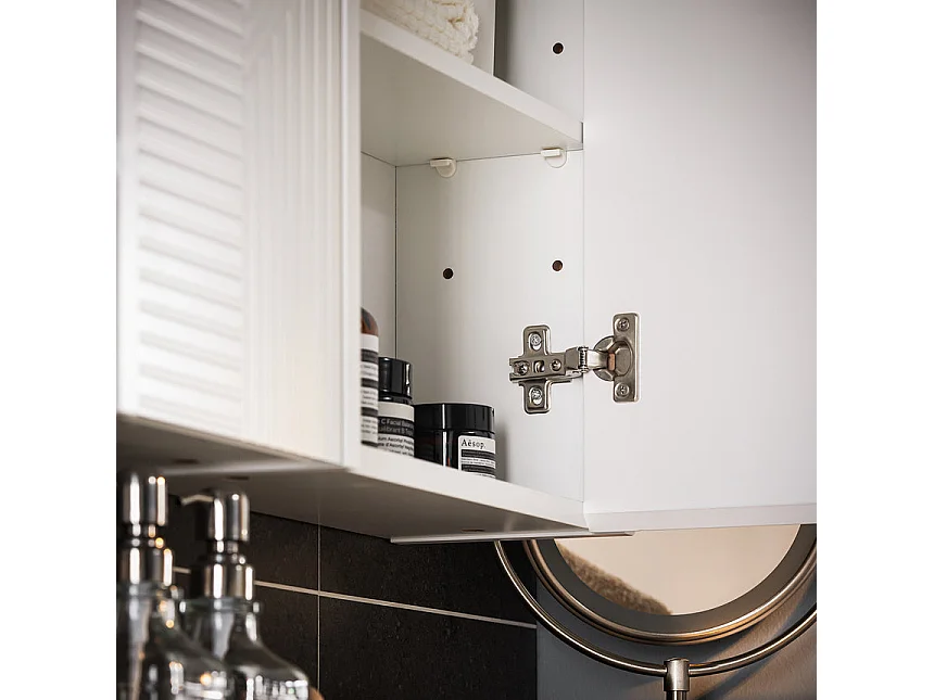 SoBuy Armadietto pensile per Bagno con specchio Mobiletto Bagno Pensile Mobilletto Bagno Parete Bianco 60x15x46cm BZR153-W