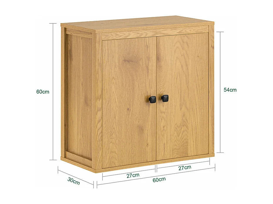 SoBuy BZR168-SN Armoire Murale, Placard de Rangement, Meuble de Rangement Suspendu Salle de Bain, Meuble Haut avec 2 Portes, 2 Étagères, 60x30x60 cm, Couleur Bois