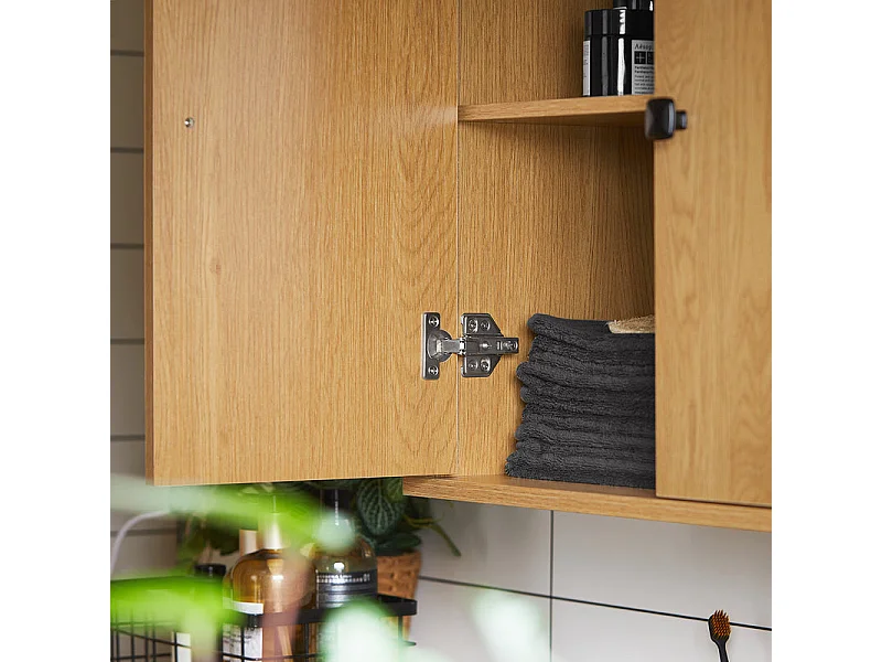 SoBuy BZR168-SN Armoire Murale, Placard de Rangement, Meuble de Rangement Suspendu Salle de Bain, Meuble Haut avec 2 Portes, 2 Étagères, 60x30x60 cm, Couleur Bois