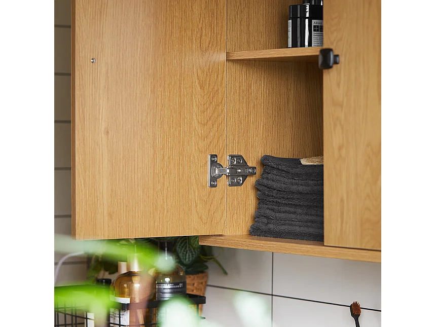 SoBuy BZR168-SN Armoire Murale, Placard de Rangement, Meuble de Rangement Suspendu Salle de Bain, Meuble Haut avec 2 Portes, 2 Étagères, 60x30x60 cm, Couleur Bois