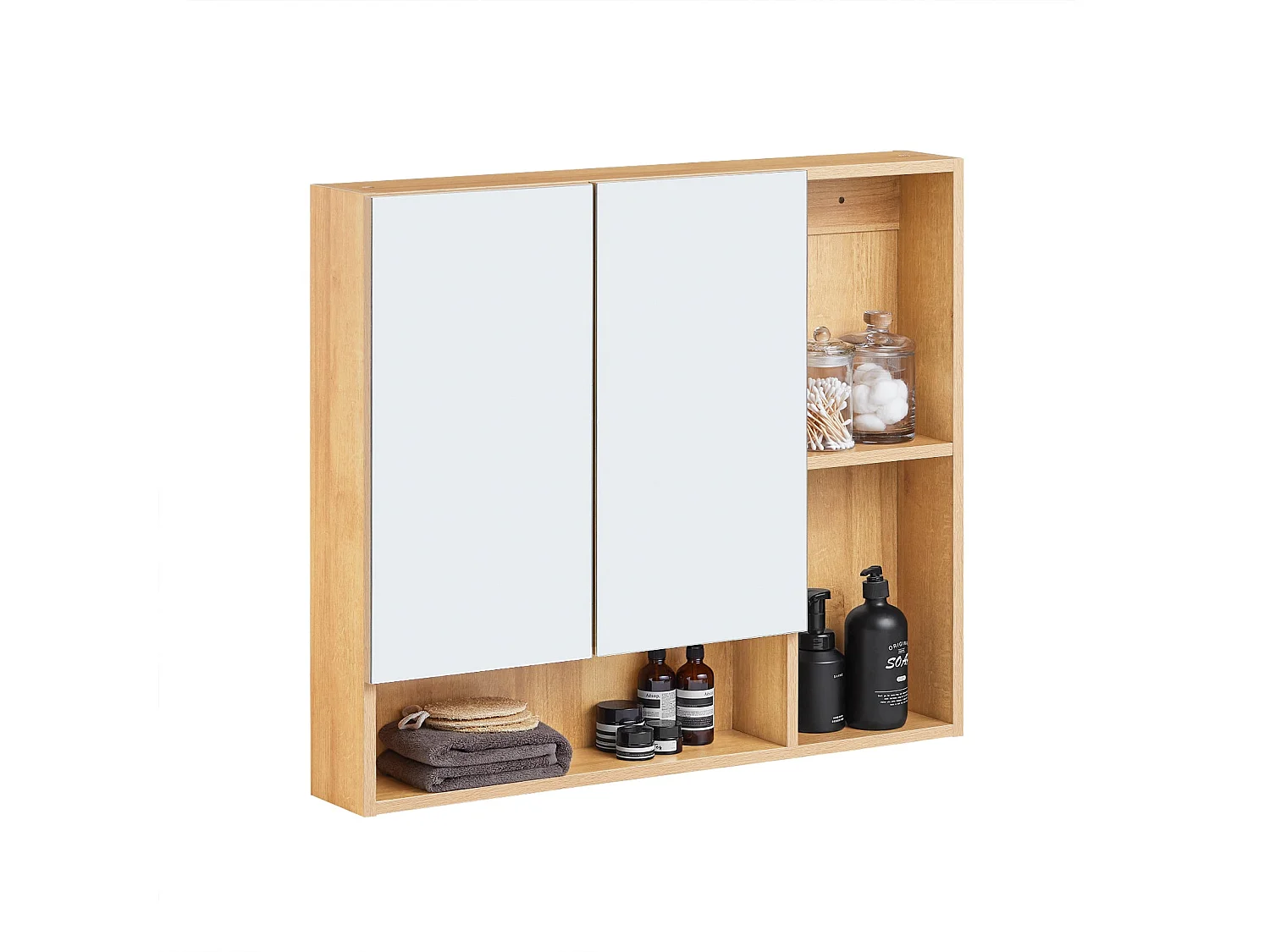 SoBuy BZR177-N Armoire Murale avec Miroir, Placard de Rangement,  Meuble Haut avec 2 Portes, Étagère Réglable, 80x13x70 cm