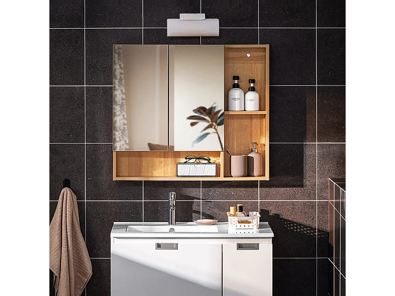 SoBuy BZR177-N Armoire Murale avec Miroir, Placard de Rangement,  Meuble Haut avec 2 Portes, Étagère Réglable, 80x13x70 cm