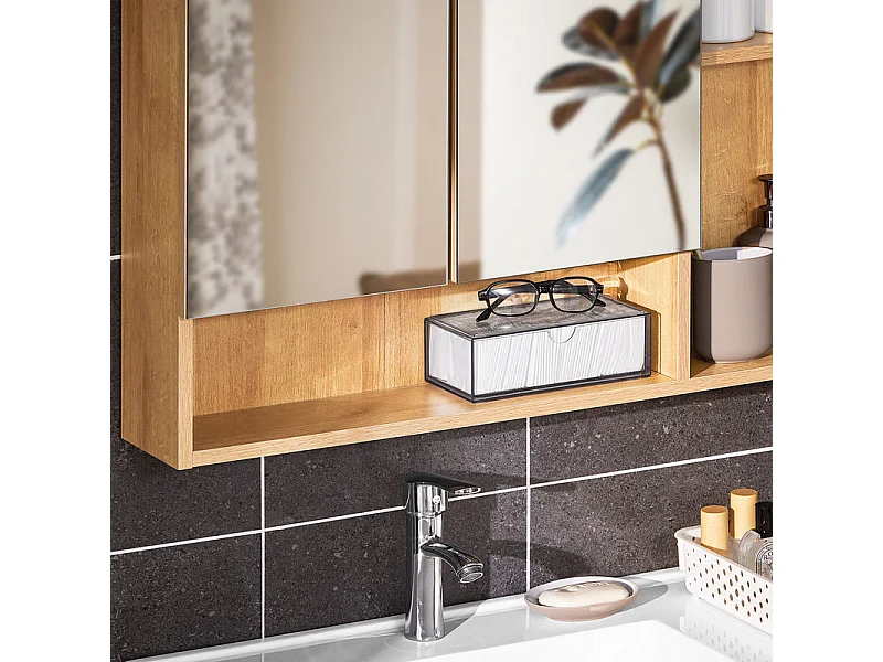 SoBuy BZR177-N Armoire Murale avec Miroir, Placard de Rangement,  Meuble Haut avec 2 Portes, Étagère Réglable, 80x13x70 cm