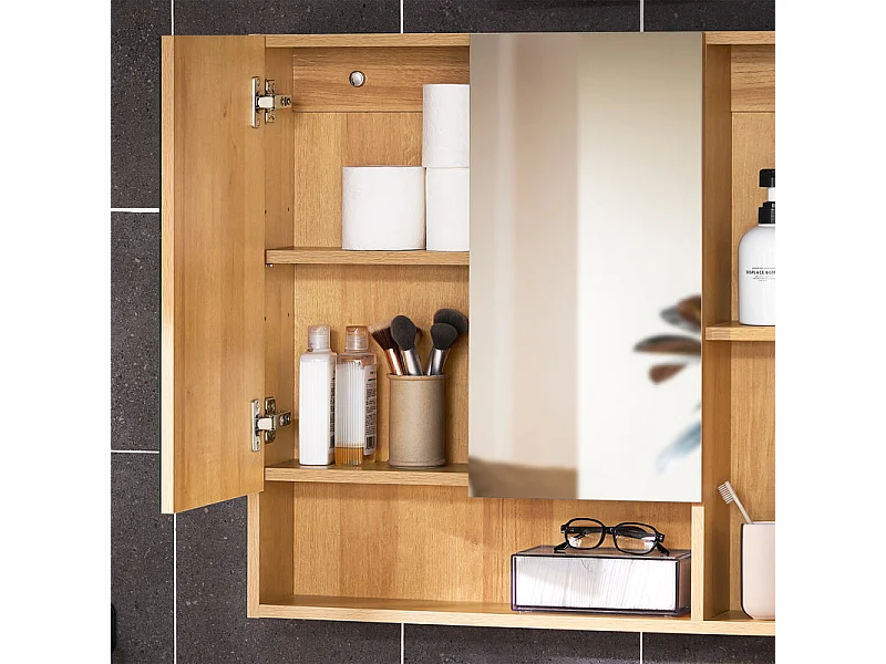 SoBuy BZR177-N Armoire Murale avec Miroir, Placard de Rangement,  Meuble Haut avec 2 Portes, Étagère Réglable, 80x13x70 cm