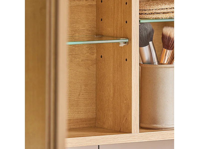 SoBuy BZR173-N  Armoire Murale avec Miroir, Placard de Rangement, Meuble Haut avec 1 Porte, Étagères Réglables, 60x15x50 cm