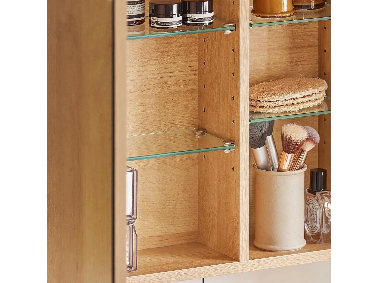 SoBuy BZR173-N  Armoire Murale avec Miroir, Placard de Rangement, Meuble Haut avec 1 Porte, Étagères Réglables, 60x15x50 cm