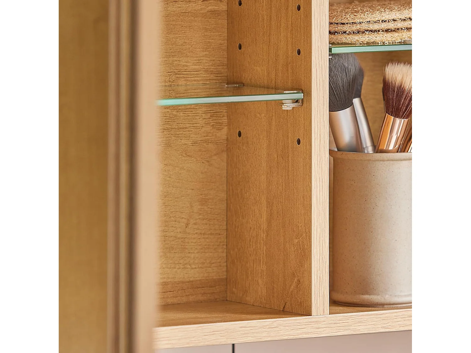 SoBuy BZR173-N  Armoire Murale avec Miroir, Placard de Rangement, Meuble Haut avec 1 Porte, Étagères Réglables, 60x15x50 cm