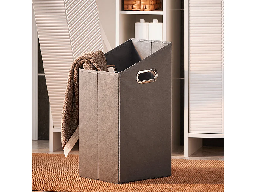 SoBuy Mobile lavanderia con sacchi portabiancheria pieghevoli e 3 Ripiani Aperti Bianco 50x30x86 cm BZR156-W