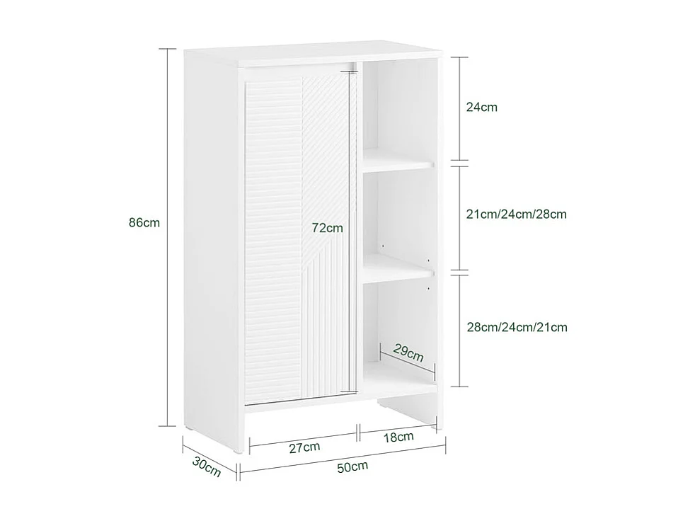 SoBuy BZR156-W Droogkast, badkamerkast, badkamerkast, badkamerkast, badkamermeubel, wit, BHT ca. 50 x 86 x 30 cm