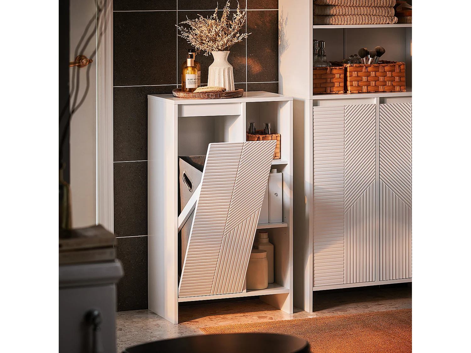 SoBuy BZR156-W Droogkast, badkamerkast, badkamerkast, badkamerkast, badkamermeubel, wit, BHT ca. 50 x 86 x 30 cm