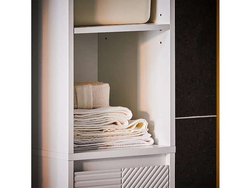 SoBuy BZR158-W Meuble Colonne Salle de Bain, Armoire de Rangement Placard de Rangement Étroite, 1 Porte avec Panier à linge