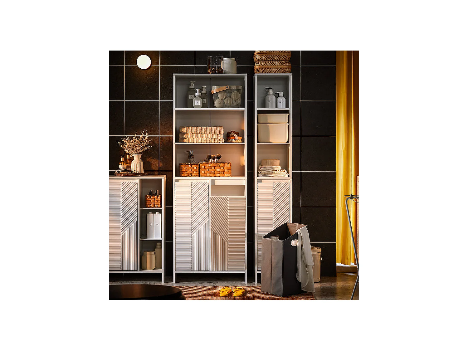 SoBuy Meuble sous Lavabo avec 2 tiroirs pour Salle de Bain, Lavabo en céramique, Couleur Bois, 61x46x54 cm, BZR172-N